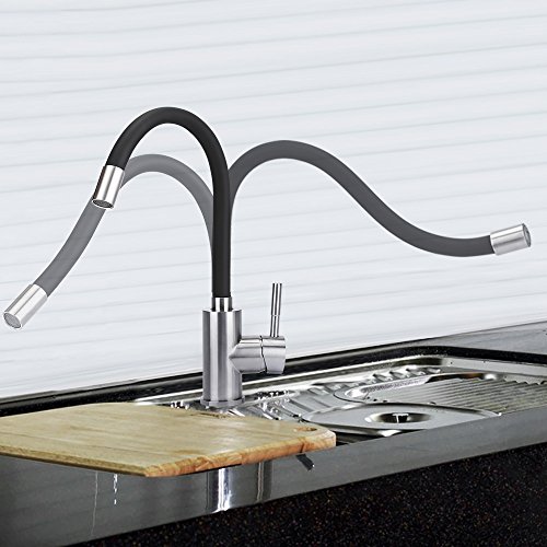 [Verbesserte Version] homeideas Zeitgenössische Küche Spüle Wasser Wasserhahn Trinkwasser Filter Wasserhahn, Dual Hebel Schwenkauslauf mit Erzeugung zu verhindern Spritzwasser, 304 Edelstahl-Finish - 8