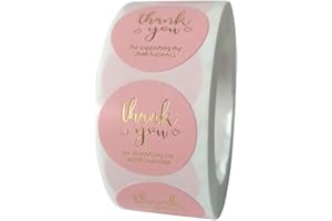 KANSIN Folytiy 500 pcs Thank You Stickers, Thank You for Supporting My Small Business Stickers,1 inch Round Labels Sticker Decorative Sealing Stickers (Pink)