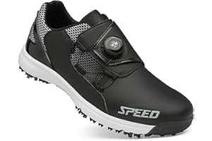 Youngtie Herren Wasserdicht Golfschuhe Sneakers Spikes Outdoor Casual Training Schwarz EU 38