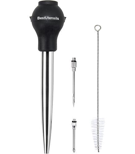 BestUtensils Rvs Turkije Baster Commerciële Kwaliteit Siliconen Lamp Inclusief 2 Marinade Injector Naalden En Borstel Voor Gemakkelijk Schoon Up