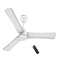 atomberg Renesa Halo Smart 900mm BLDC Ceiling Fan with IoT & Remote | 5 star | High Air Delivery | Low noise operation | LED Speed Indicator | Sleek Design | 3 Year Warranty - Gloss White & Gold Ring