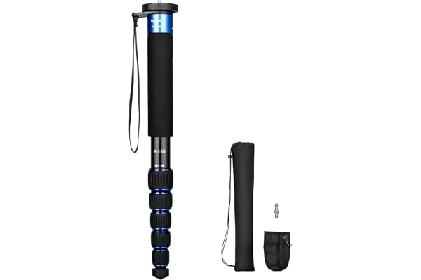 Koolehaoda Monopode à 6 sections Bâton unipod portable compact en alliage d'aluminium, max. Charge 7 kg, la taille de pliage n'est que de 38 cm - (bleu)