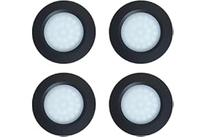 MARVIX Black LED Spot Lights 12V 24V Dimmable Recessed Downlights For Motorhome, Caravan, Campervan and Boat Lighting (Warm White, 3000K) - Pack of 4