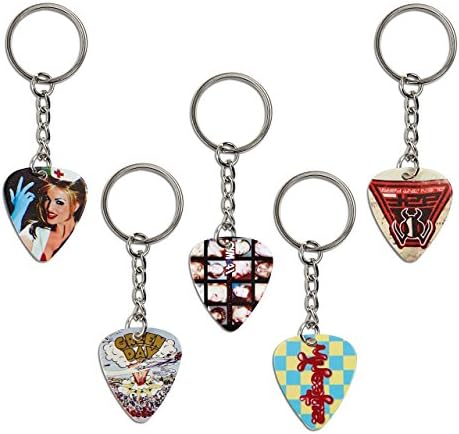 Cool Set of 5 90's Rock Guitar Pick Plectrum KeyRings