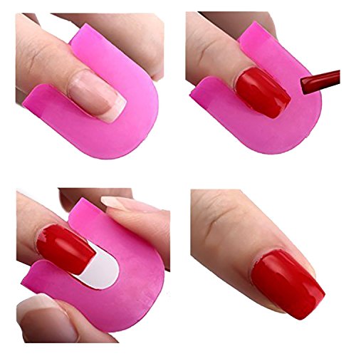 Almondcy wiederverwendbare Nagellack Schablone 10 Größen Satz von 26pcs Nagel Kunst polnischen Schutz Tip Protektoren, Finger Separator 4pcs - 2