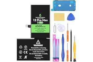 LL Trader Akku für iPhone 12 Pro Max, 6500 mAh hohe Kapazität Lithium-Polymer-Akku mit Reparaturwerkzeugen