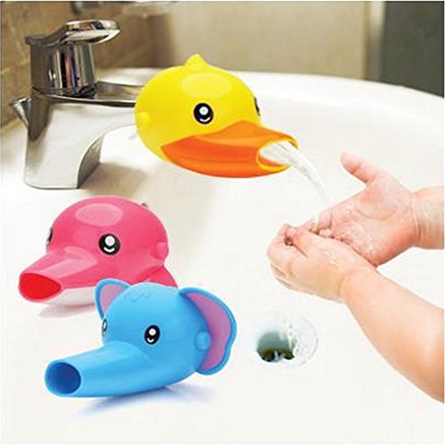 Hangqiao Wasserhahn Anzapfung Extender Waschtischarmatur für Kinder Baby Hande waschen Badezimmer (Gelb Ente)