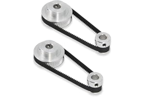 Zeberoxyz 2PCS Set GT2 Synchronous Wheel 20&48 Teeth 8mm Bore Aluminum Timing Pulley with 2PCS Length 200mm Width 6mm Belt (20-48T-8B-6)