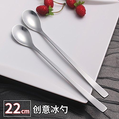 Stainless Steel Long Handle Spoon Shaved Ice Cream Ice Cream Tea Mixing Spoon 3 Pack