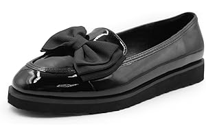 FASHION THIRSTY Girls Kids Childrens Loafers Slip On Flat Shoe Pumps Formal Smart School Shoes Comfort Support Lightweight Breathable Casual Classic Black Shiny Moccasin Little/Big Kid Dolly Dollie Ballet Ballerina