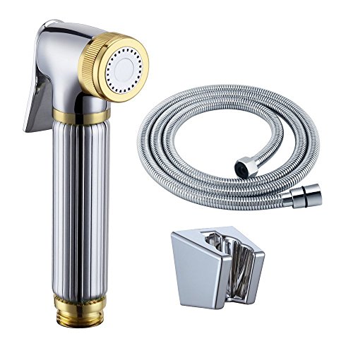 KES LP904 Toilet Hand Held BRASS Bidet Shattaf Cloth Diaper Sprayer with 80-inch Extra Long Hose and Bracket Holder, Chrome