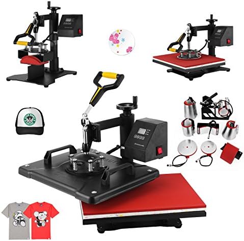 Worldhero Heat Press Machine 8 In 1 Combo Heat Presses Digital Control Heat Transfer Vinyl 12x15 inch Shirt Press Machine with Multifunction for DIY Fun (8 IN 1)