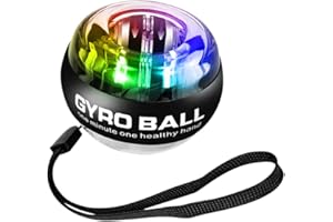 SGZIOO Gyro Ball Wrist Exerciser, Forearm Exerciser with Colourful LED Lights, Auto-Start Wrist Power Gyro Ball for Wrist, Arms, Fingers, Muscles Strengthening and Training