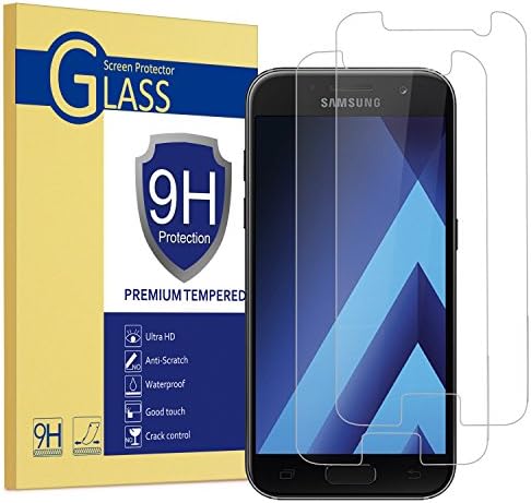 WizFun [2 Pack] Tempered Glass Screen Protector for Samsung Galaxy A3 2017 Smartphone [9H Hardness] [Premium Clarity] [Scratch-Resistant]