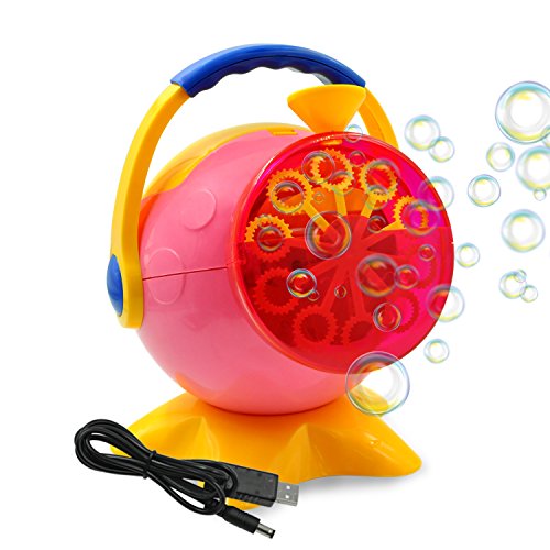 Preisvergleich Produktbild Seifenblasenmaschine für Kinder von DECEYO, Automatische Seifenblasenmaschine Batteriebetrieben mit USB Kabel, bubble machine für Garten Spielzeug, Hochzeit, Geburtstagsfeiern und Weihnachten (Pink)