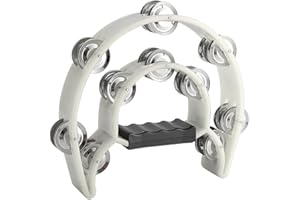 GXGM Tambourine,Half Moon Tamburin,Tamburin Hand Halbmondförmiges Schellenring,Schellenkranz mit Handgriff,für Aldult Anfänger,KTV & Party - Weiß