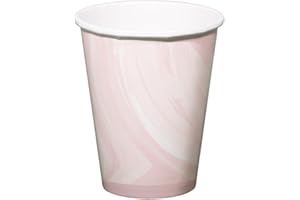 Folat 61916 Paper Party Tableware papierowe kubki marmurowe różowe 250 ml, 6 sztuk jednorazowych naczyń na przyjęcia urodzinowe, baby shower, wesele, wieczór panieński