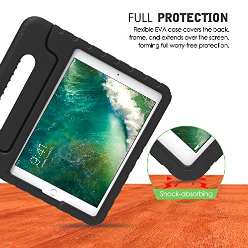 MoKo Hülle für Neu iPad 9.7 Zoll 2017 – Superleicht EVA Stoßfest Kinderfreundlich Kinder Schutzhülle mit umwandelbarer Handgriff Handle und Standfunktion für Apple New iPad 2017 9.7 Zoll / iPad Air / iPad Air 2 Tablet, Schwarz - 5