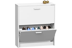 Muebles Pitarch | Scarpiera Ingresso Mobile ausiliario stretto 2 porte per ingresso Bianco, 12 paia di scarpe, 82x74x25cm, Collezione Tibet