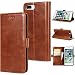 Produktbild OuDu Brieftasche Hülle für iPhone 7 PLUS / 8 PLUS 5.5" PU Lederhülle Ultra Dünne Leichte Hülle Verrückt Pferd Korn Serie Flip Wallet Case Cover Weiche Flexible Etui Stoßfeste Anti-Kratz Schutzhülle Klapp Ständer Schale mit Magnetverschluss und Kartenschlitz - Braun