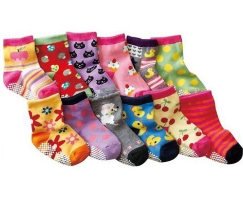 Baby Infant Girl 12-pack Colourful Anti-slip Socks Age 6 9 12 15 18 Months