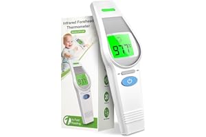 HEALTHTREE Forehead Thermometer for Kids Adults, Non-Contact Infrared Baby Thermometer, Digital Thermometers with a Large LCD Backlight Display, Memory Function, Fever Alarm