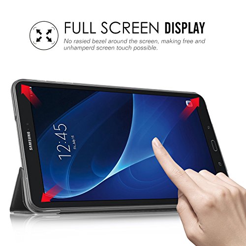 Samsung Galaxy Tab A 10.1 Hülle, IVSO Ultra Schlank Ständer Slim Leder zubehör Schutzhülle mit Automatischem Schlaf Funktion für Samsung Galaxy Tab A 10.1 Zoll Wi-Fi/ LTE (2016) SM-T580N/SM-T585N Tablet-PC perfekt geeignet, Slim Schwarz - 3