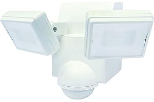 IQ GROUP White IQ PIR Battery Operated Twinspot Security Light - Outdoor Security Wall Light - Exterior Battery Operated PIR Motion Sensor - 700 Lumen LED twinspot (Single), LB1870-WH