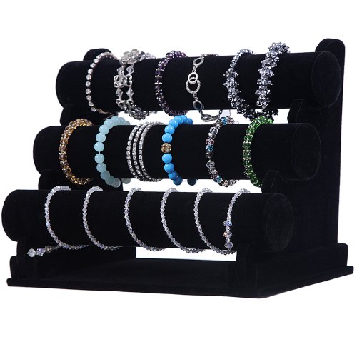 Songmics® Neu Schmuckständer kleiderständer für Uhren Armband Samt Armbandständer Schwarz JDS008 - 2