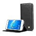 Produktbild Huawei Y7 Prime Hülle, SunFay Tasche Leder Hülle Flip Case Schutzhülle Magnetverschluss PU Leder Retro Wallet Deckel mit Kartensteckplätze Tasche für Huawei Y7 Prime - Schwarz