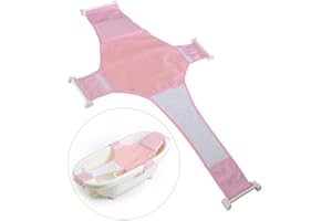 BAIJ Baby Bath Support,Bathtub Support Net Adjustable Bath Tub Non-Slip Mesh Comfortable Bath Seat for Newborn Shower and 0-8 Month Infant Bathing(Pink)