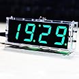Wincal Electronic DIY Clock Kit - 4 Digits DIY LED Digital Clock Kit Automatic Time/Temperature Display - Electronic Clock DIY Kit (Green)