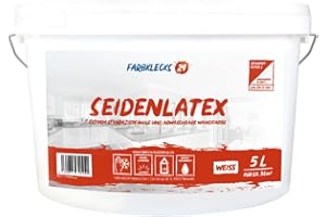 Farbklecks24 Seidenlatex 5L weiss, Latexfarbe, abwaschbare Wandfarbe, Küchenfarbe, Badfarbe (versch. Größen)