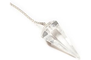 CRYSTALMIRACLE Cuarzo claro, 12 facetas, péndulo de zahorí único, cristal, curación, bienestar, energía positiva, regalo, potente Reiki, divino, Feng Shui, meditación