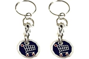 Fabulouz 2pc New Shape 12 Edge Sided Shopping Trolley Token £1 Coin Pound Coin Trolley Token Shopping Cart trolley coin Key Ring Clasp Supermarket trolly Locker Gym Keyring coins Gift (FUNKY TROLLEY)