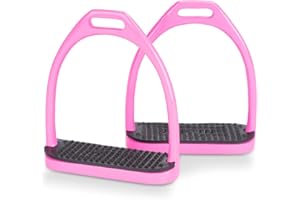 Equinate Steigbügel Midway 12cm Rosa - Mit Anti-Rutsch Trittfläche aus Gummi - Für Erwachsene und Kinder - 2 Stück