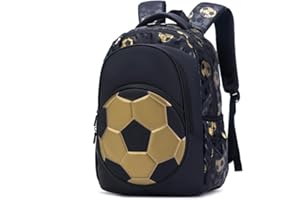 Amacigana Schulrucksack Mädchen Teenager Grundschüler 1-3 Klasse Fußball Rucksäcke,Große Kapazität Schulranzen, Wasserdichter Leichter Rucksack Für Jungen (Black,40 * 19 * 29cm)