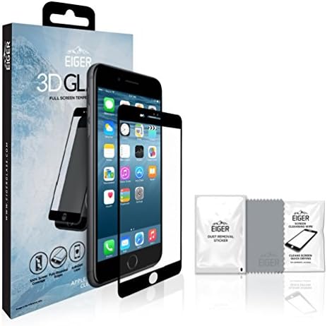 EIGER iPhone 7 Plus Premium Tempered Curved Glass Screen Protector (Japanese Asahi Glass), 9H Hardness, 0.33 mm, 3D Touch Compatible with Cleaning Kit, Black/Clear