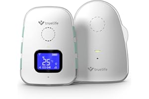 TrueLife NannyTone VM3 Babyphone mit IP67, extra große Reichweite bis zu 800 m und 300 m in bebauten Gebieten, Temperaturwarnung 16-30 °C, kristallklarer Ton, Stromversorgung über Powerbank