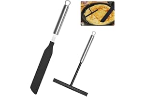 CAREDGO 2 Stück Crepes Verteiler Edelstahl Crepes Wender Teigverteiler Crepes Zubehör Schieber Crepes Verteiler und Spatel Schwarz Crepes Maker Zubehör für Zuhause Küche Backen Kochen Backwerkzeuge