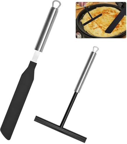 Kit 3 Pièces Pour Crêpes - Spatule, Rateau En T Et Pinceau, En Acier Inox Et Silicone