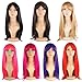Popamazing 18"/45cm Red Long Straight Wigs - Natural, Heat Resistant and Full Straight Wigs for Women, High Quality Wig