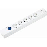 SIMON Base Multifix Socket Strip 5 Sockets 16A and 2 USB A+C | Quick Charge Quick Charge, Multiple Plug without Cable, Thief