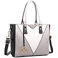 Miss Lulu Leather Look V-Shape Shoulder Handbag Lightweight Medium Tote Bag Handbags for Women