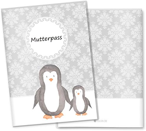 Mother and child 3-piece maternity passport cover with black and white motif; a great idea as a pregnancy gift; personalised by name (Germany/Austria) (customisable)