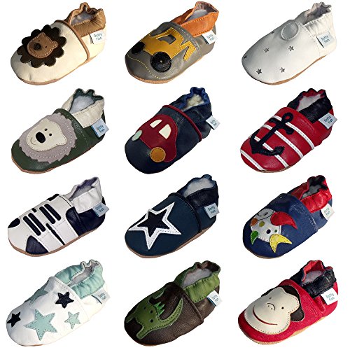 Soft Leather Baby Boy Shoes with Suede Soles by Dotty Fish. Navy Car design available in - 0-6 months to 3-4 years