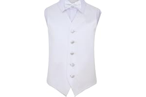 DQT Boys Plain Satin Wedding Tuxedo Waistcoat and Bow Tie