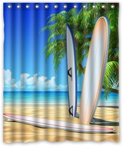 DAMEILIN Bathroom Collection-Custom Waterproof Beach Surfboard Shower Curtain (72" x 72") With 12 holes-733