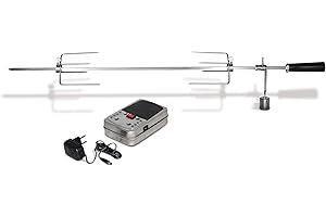 Enders® Edelstahl-Grillspieß für Boston & HYDE 6, Grillspieß Boston & HYDE 6, mit Fleischklammer, elektrischer Drehspieß, silber, #7909