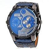 Fenkoo Herren Armbanduhr Quartz Kalender / Duale Zeitzonen PU Band Weiß / Blau / Rot / Orange Marke-